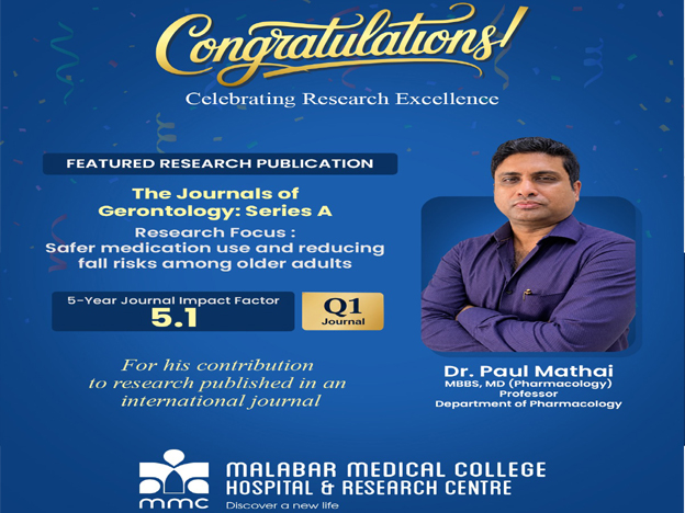 Malabar Medical College Celebrates Dr.Paul Mathai’s Research Publication in an International Journal